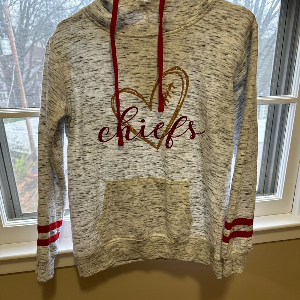 Gray Chiefs Hoodie with Red Accents